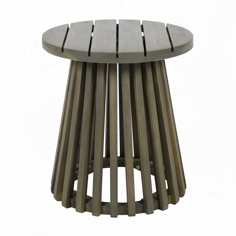 Outdoor Acacia Wood Patio Side Table, Gray