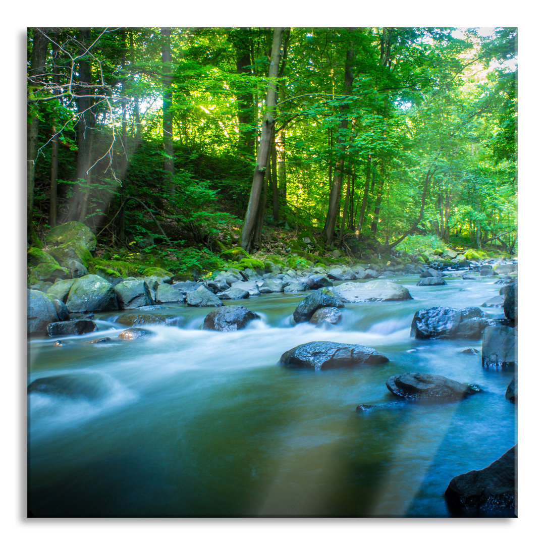 Ungerahmtes Foto auf Glas "River with Stones"