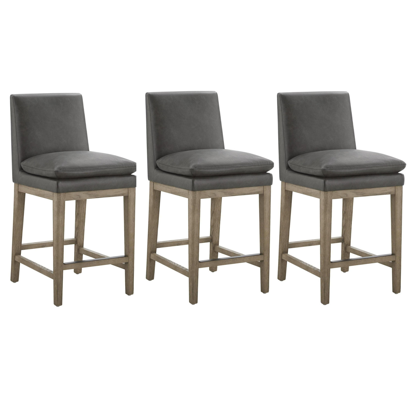 Bethea Leather Upholstered Counter Stool, Copley Slate, 3