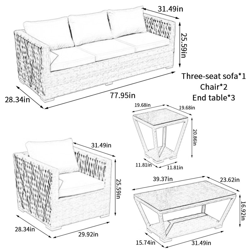 Lowleaf Wicker 5 - Person Patio Conversation Set with Cushions