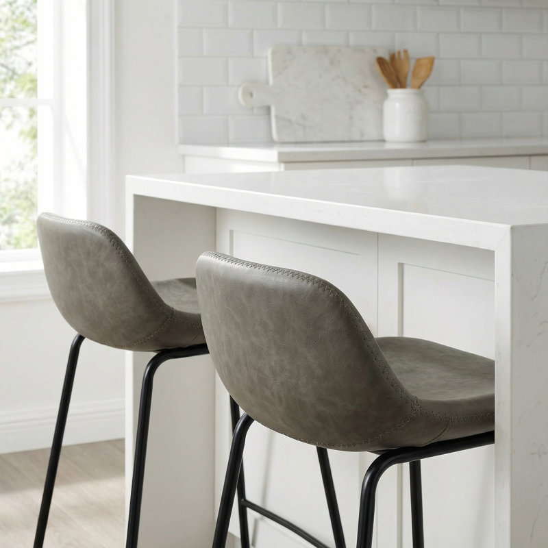 Tabouret de bar et de comptoir Maugansville, Gris, Tabouret de comptoir (siège d’une hauteur de 25