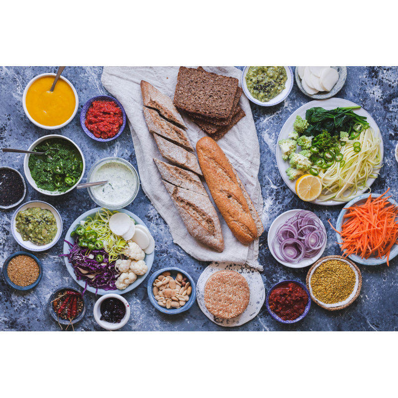 Vegan Plant Lunch - Wrapped Canvas Print, 30cm H x 46cm W x 3.8cm D