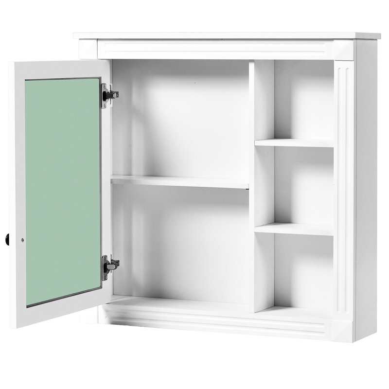 Armoire à pharmacie blanche avec miroir, fixation murale - miroir d'organisation moderne pour salle de bain blanc et rangement fonctionnel