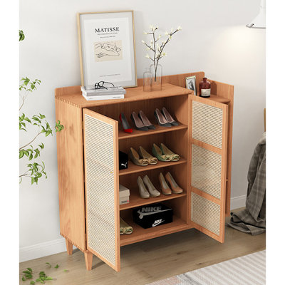 Rattan Weave Multifunctional Shoe Storage Cabinet