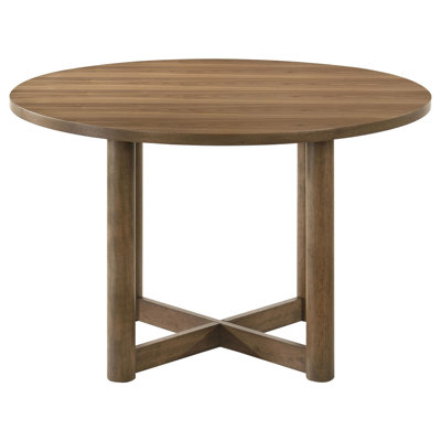 Hansedt 46-Inch Round Wood Dining Table Walnut