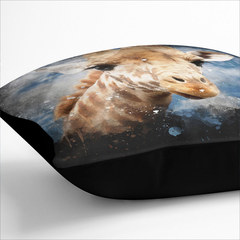 Giraffe Vol.2 Square Throw Cushion, 55cm H x 55cm W x 20cm D, Black