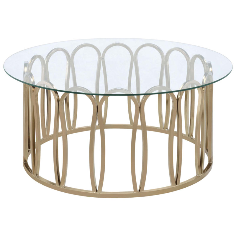 Table basse moderne avec plateau en verre chromé Modern