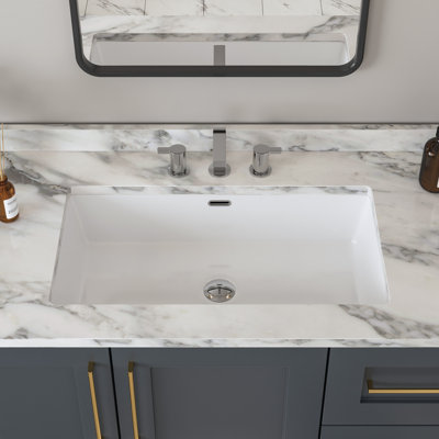 DeerValley  Rectangular 27'' x 16'' Ceramic Undermount Bathroom Sink with Overflow