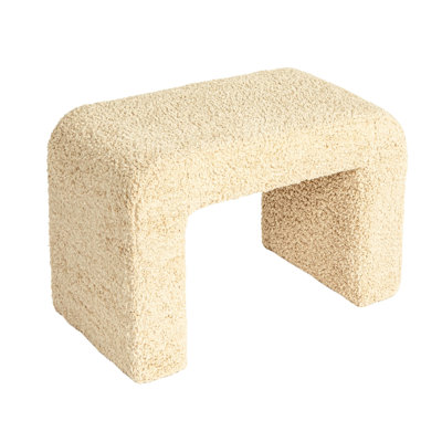 Boucle Fabric Upholstered Waterfall Bench