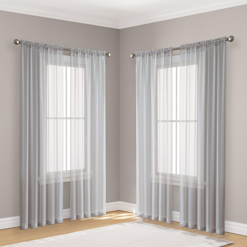 Dipankar Sheer Curtain, Silver, 54" W x 84" L
