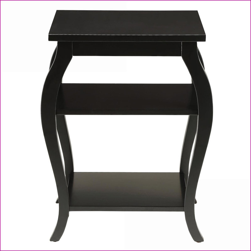 Table basse noire à 2 tablettes avec pieds en cabriole - beaucoup de rangement et un élégant décor de salon