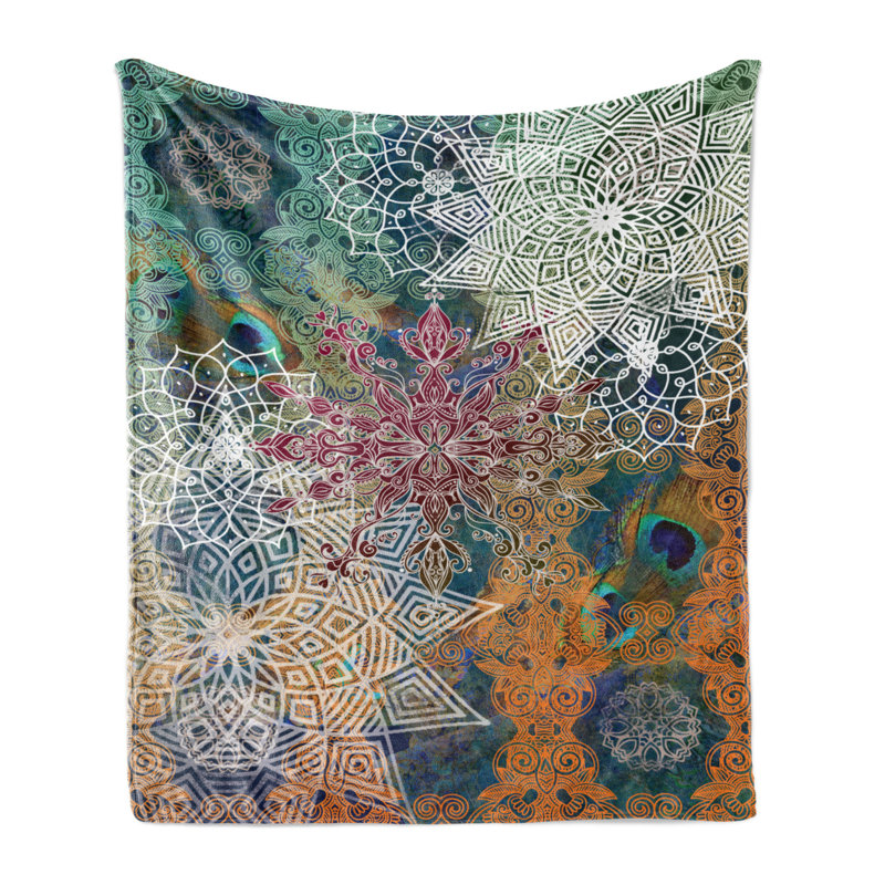 Hand Woven Throw Blanket, 50" x 60", Damask, Pink/Green/Yellow