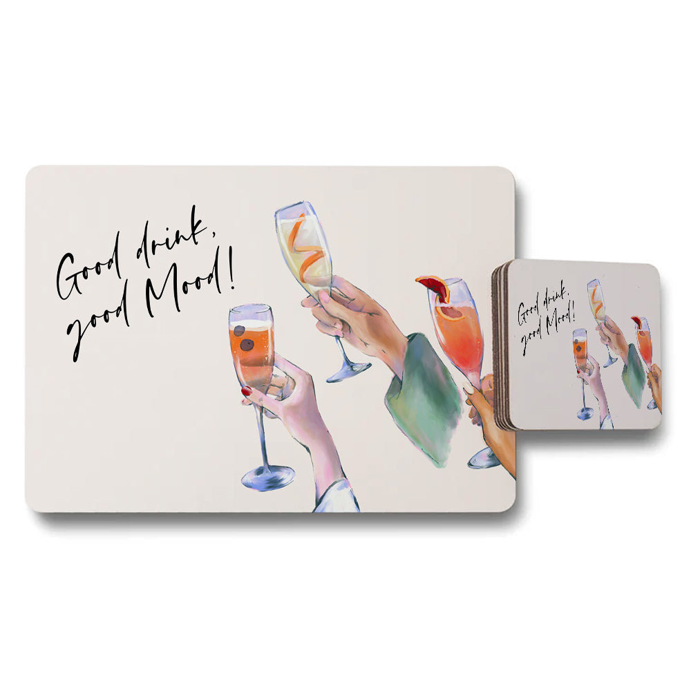 Watercolor Glass Toasts Placemats And Coasters Set For Table Decor