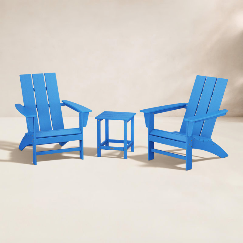 Ensemble moderne 3 pièces Adirondack avec table d'appoint 18 "Long Island, Bleu pacifique