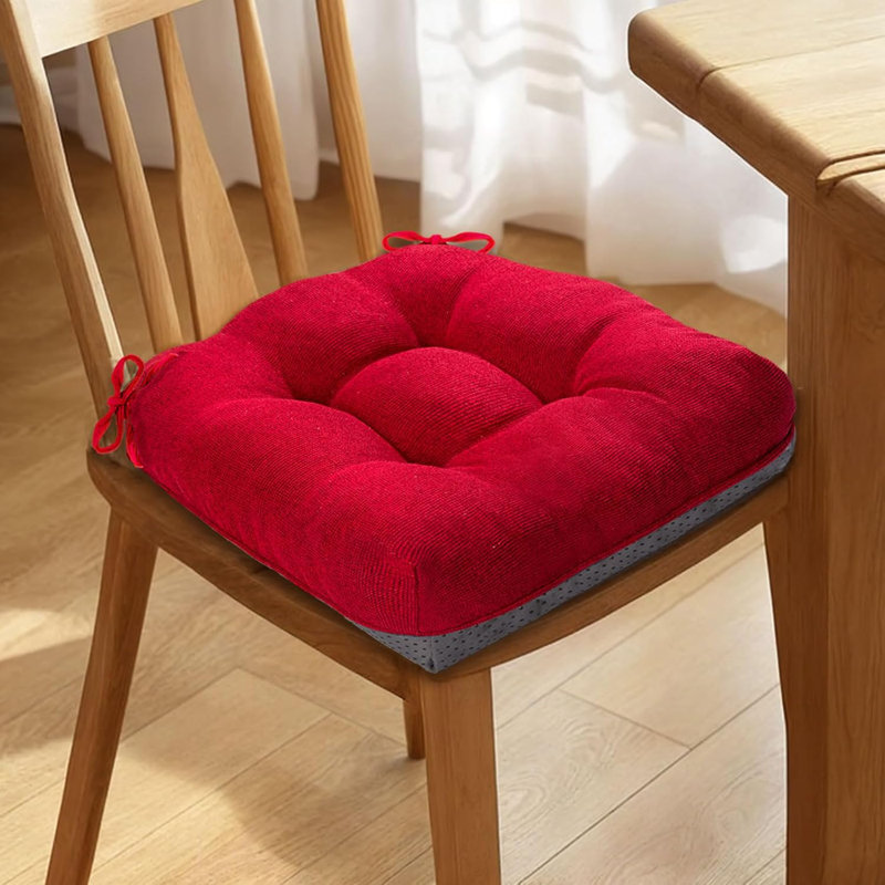 Set Of 4 Dining Chair Cushions Red