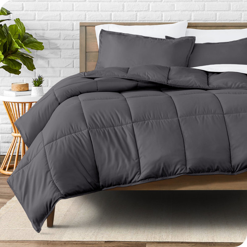 Soft All Season Comforter Set, Oversized Queen Comforter + 2 Standard Shams, Forged Iron Gray