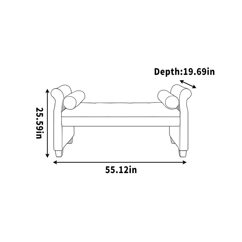 Monetta, H 25,59 po x l 55,12 po x P 19,69 po