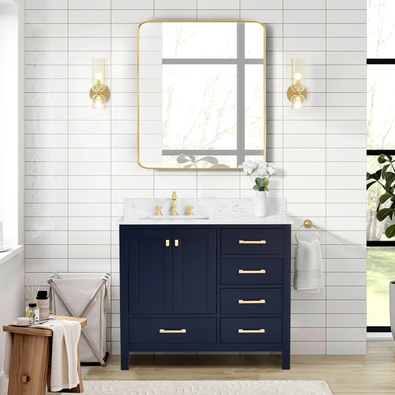 Meuble-lavabo simple 42 po Cholena, Bleu