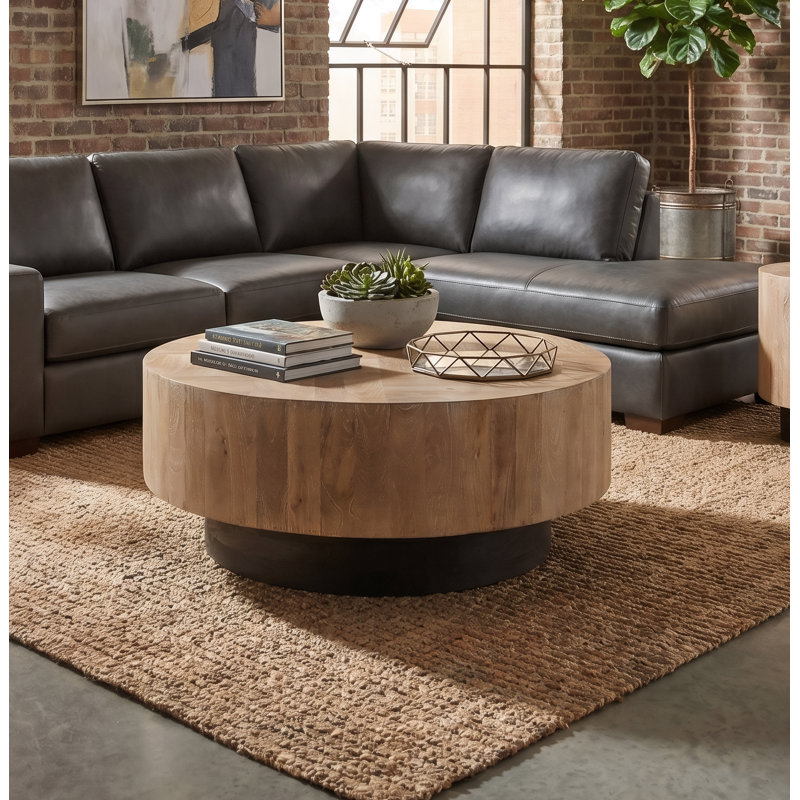Solid Mango Wood Round Coffee Table, Natural