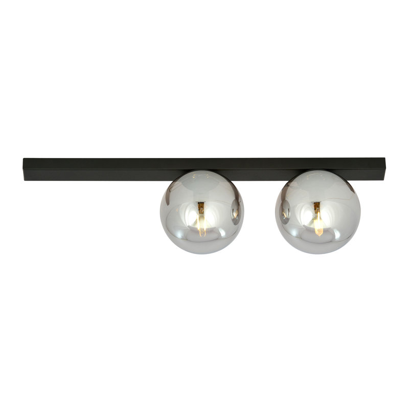 Glass Flush Mount, Graphite, 22cm H x 36cm W x 10cm D