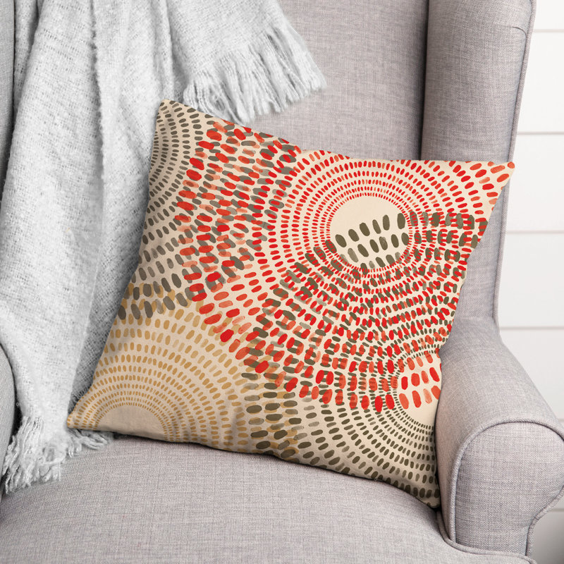 Geometric Outdoor Throw Pillow, Brown/Red, Geometric 1