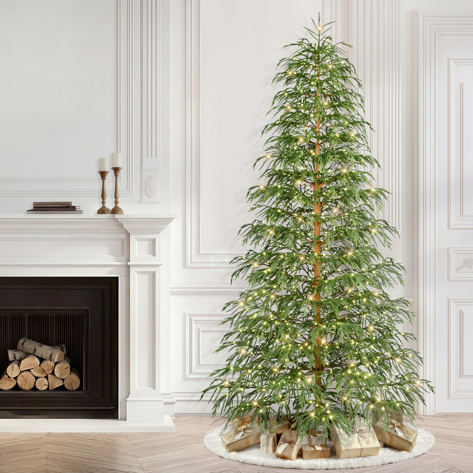 White 7.5' Pre-Lit Fir Tree