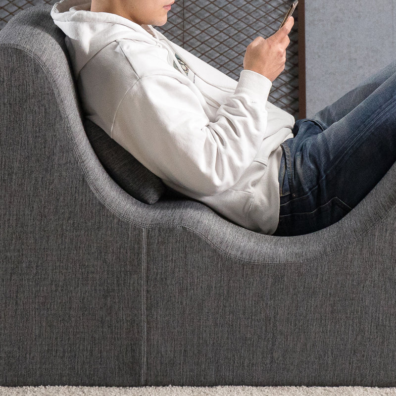 Zinus Lotus Reclining Foam Chaise Lounge, Dark Gray Polyester Blend