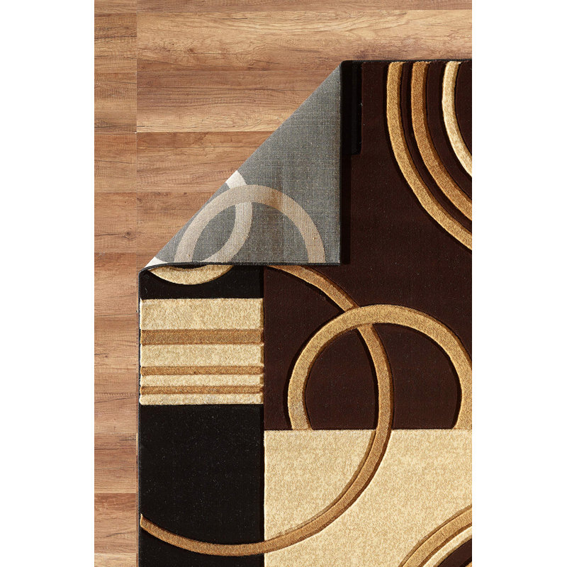 GLORYRUGS 2x7 Brown Geometric Door Mat with Fluffy Texture for Indoor Living, Rectangle 7'11" x 10'2"