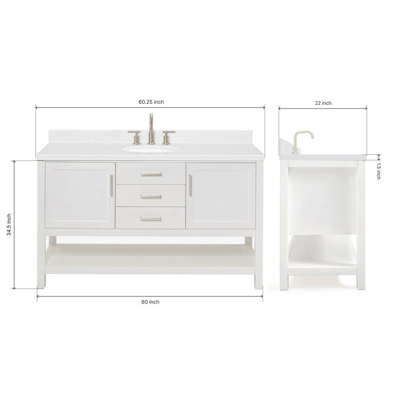 Bayhill 60.25 in. Handmade Single Vanity, White