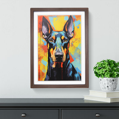 Doberman Expressionism - Single Picture Frame Print on Wood