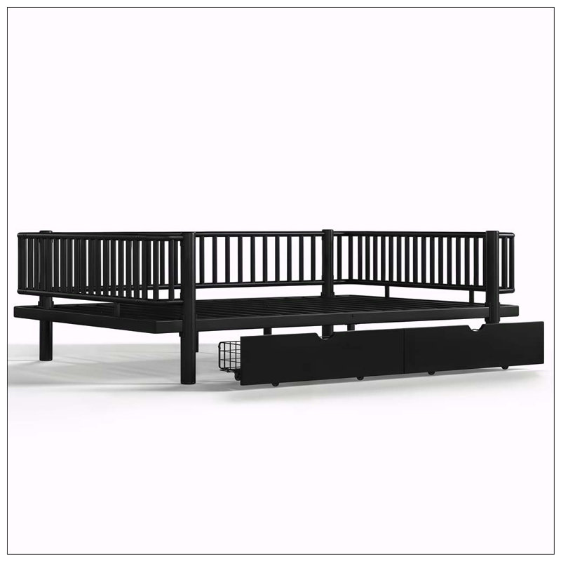 Lit plateforme avec tiroirs de rangement, Queen, Black