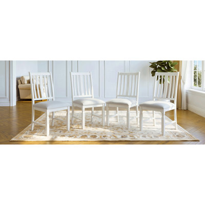 7-Piece Extendable Dining Table Set for 6, Farmhouse Oak Veneer Table and 6 Upholstered Slat Back Chairs, Solid Rubberwood Frame Space-Saving Dining S