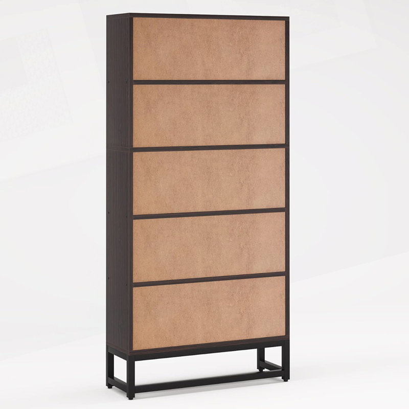 5-Tier Sandalwood Heavy Duty Bookshelf Library Organizer, Natural Cherry
