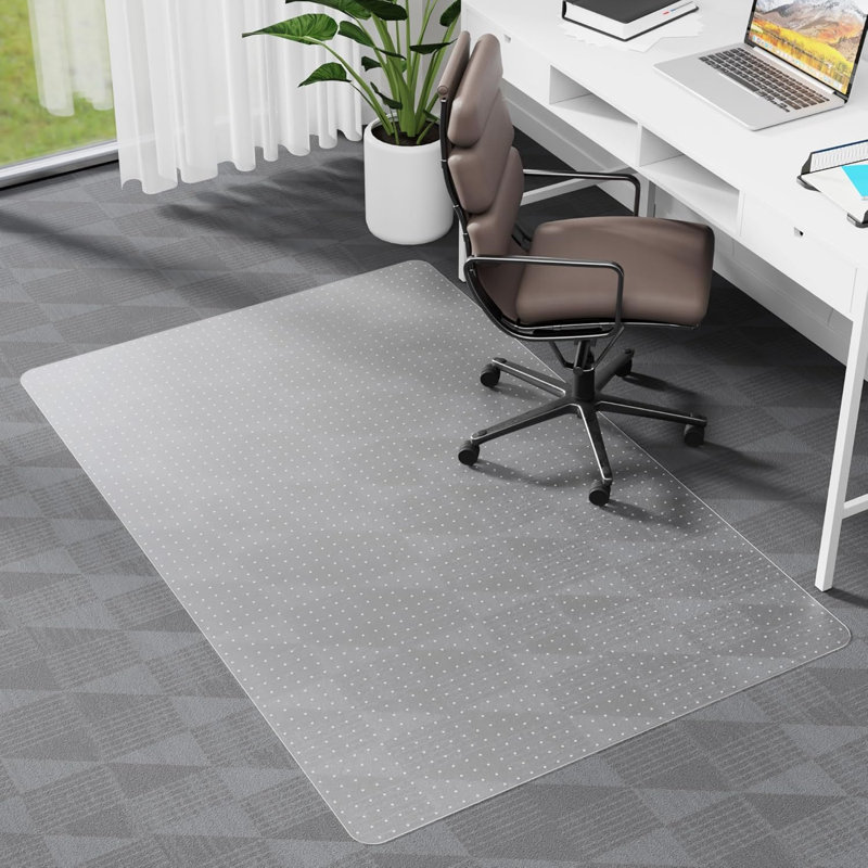 Tapis de chaise de bureau d'ordinateur transparent 46 po x 72 po pour planchers recouverts de tapis, tapis en plastique Easy Glide