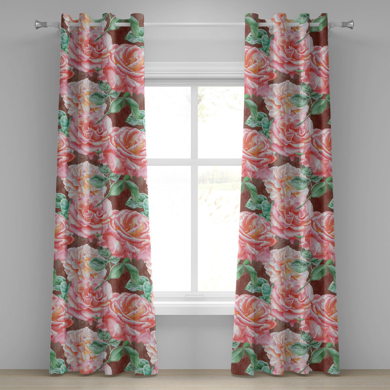 Rideau rose avec œillets East Urban Home, L 50 po x L 72 po