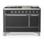 Majestic III Series 48 Inch Dual Fuel Range with 5 Sealed Burners, Griddle, Frenchtop in Matte Graphite (Natural Gas, Burnished Trim)-1387864837-1387864889-1387864890