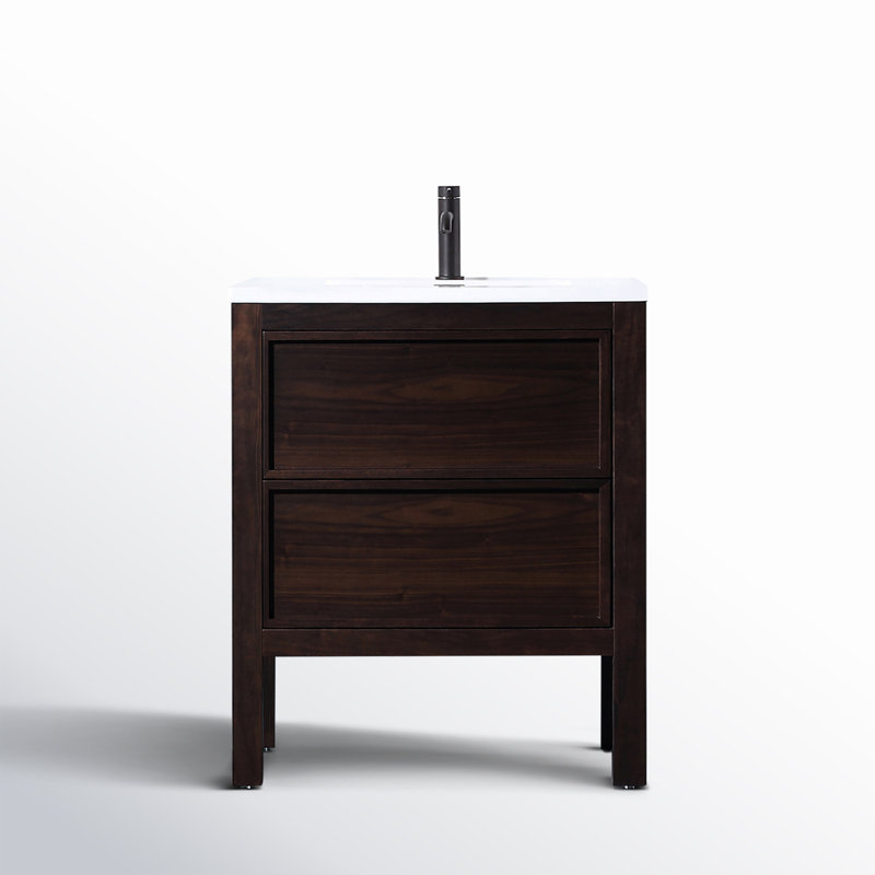 Gonzalo 24'' Single Bathroom Vanity with Acrylic Top, Dark Walnut