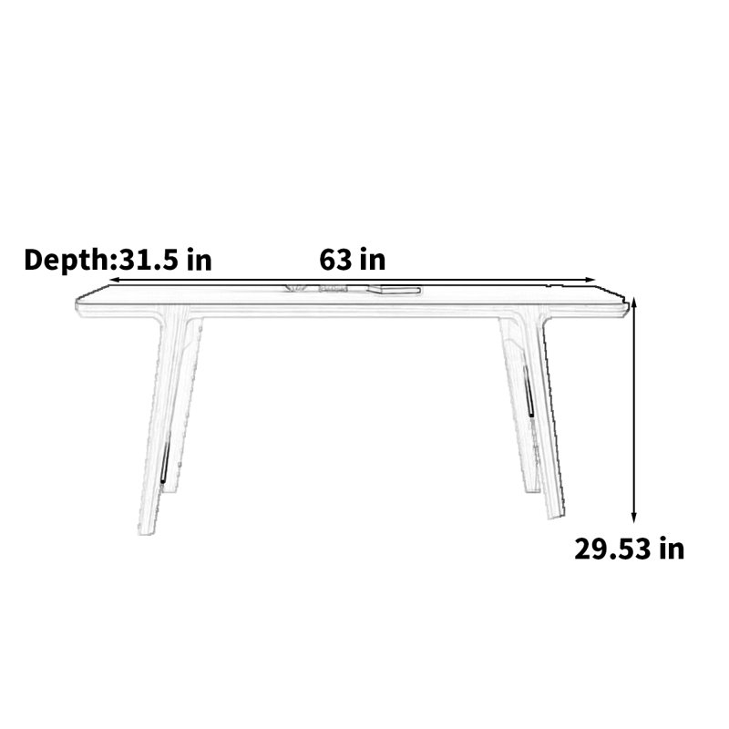 Modern simple rectangular matte white rock table, 29.53"H x 63.00"L x 31.50"W