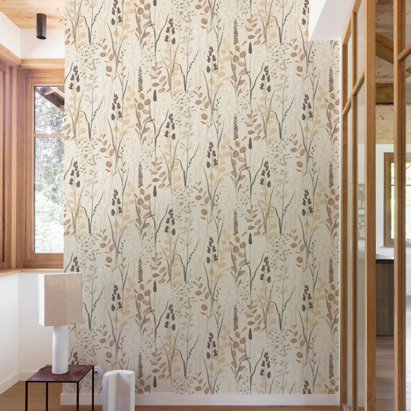Karuna Collection Meadow Leaf Wallpaper Roll, Beige