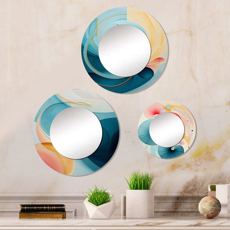 Tendre éveil dans un miroir rétro bleu