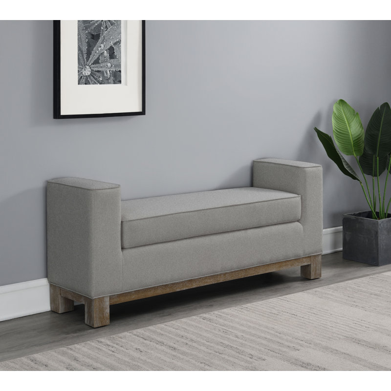 Banc rembourré Basilotto, Gris, H 24 po x l 59,5 po x P 16 po