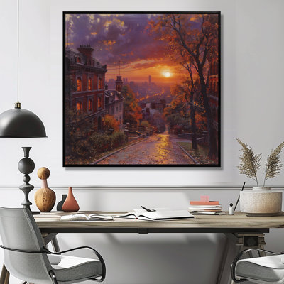 Coucher de soleil mauve et jaune sur le mont Royal, Montréal, art mural Montréal