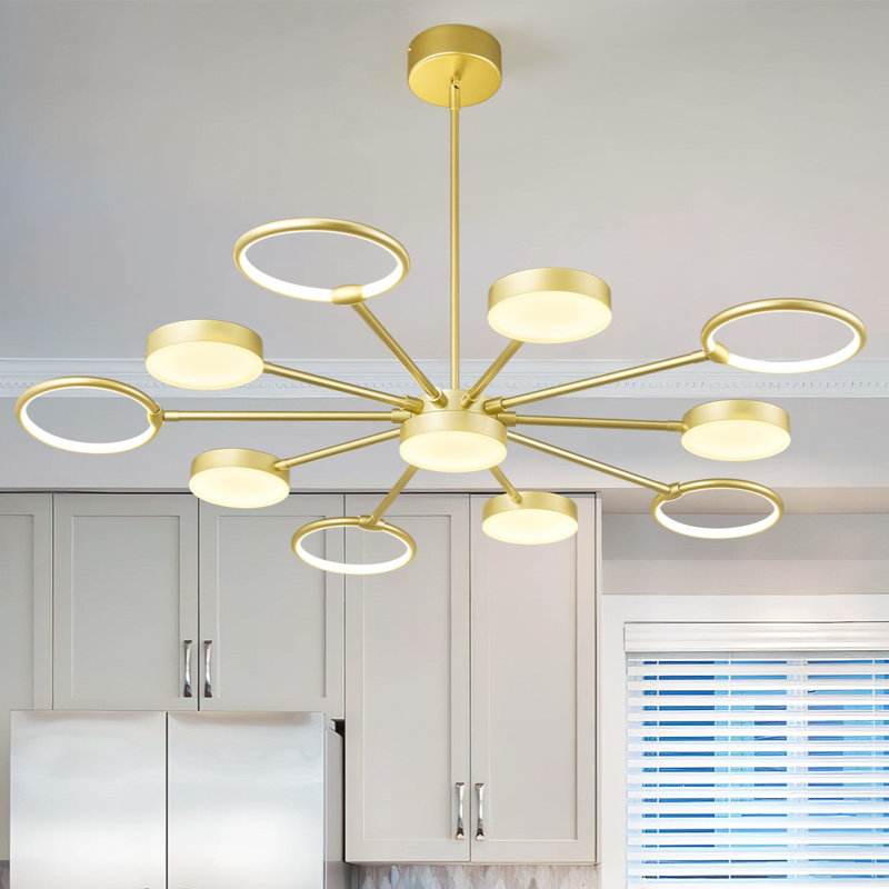 Modern Led Industria Chandeliers Round Pendant Light Farmhouse Sputnik Chandelier Mid Century Ceiling Light Fixtures For Dining Room Bedroom Living Room Kitchen Hallway Foyer（1 Pack）