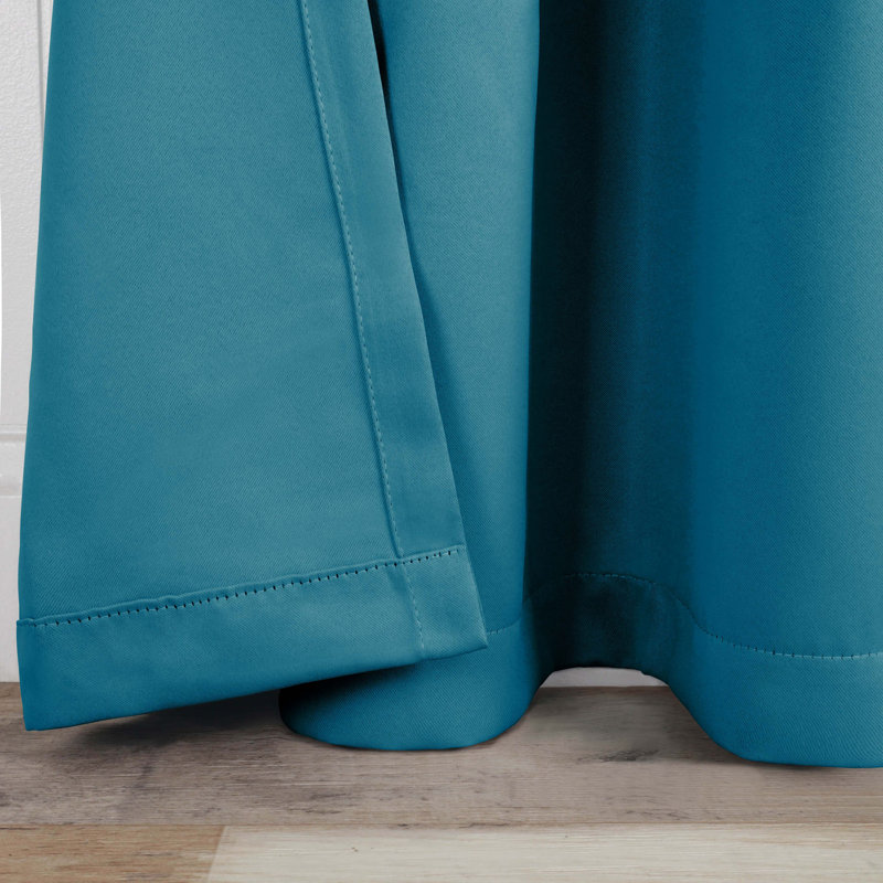 Panneau de rideau obscurcissant moderne unie Bertrand, Turquoise, L 52 po x L 108 po