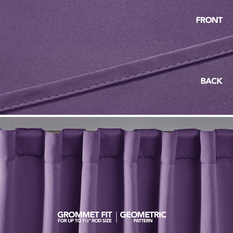 Taburao Back Tab Room Darkening Curtain Pair, 42" W x 63" L, Purple