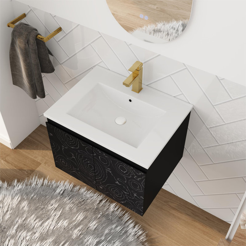 Meuble-lavabo simple 24 po avec plateau en céramique Saylors