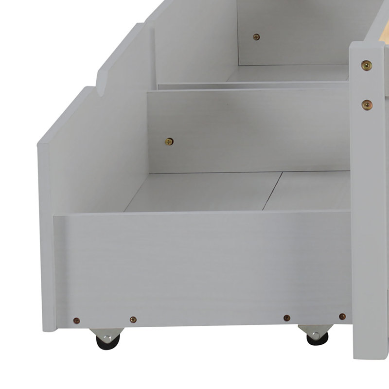 Lit plateforme avec bibliothèque Zenia, gris