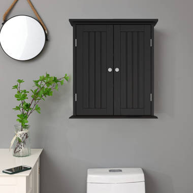 White Slatted Bathroom Wall Shelf - AEWholesale