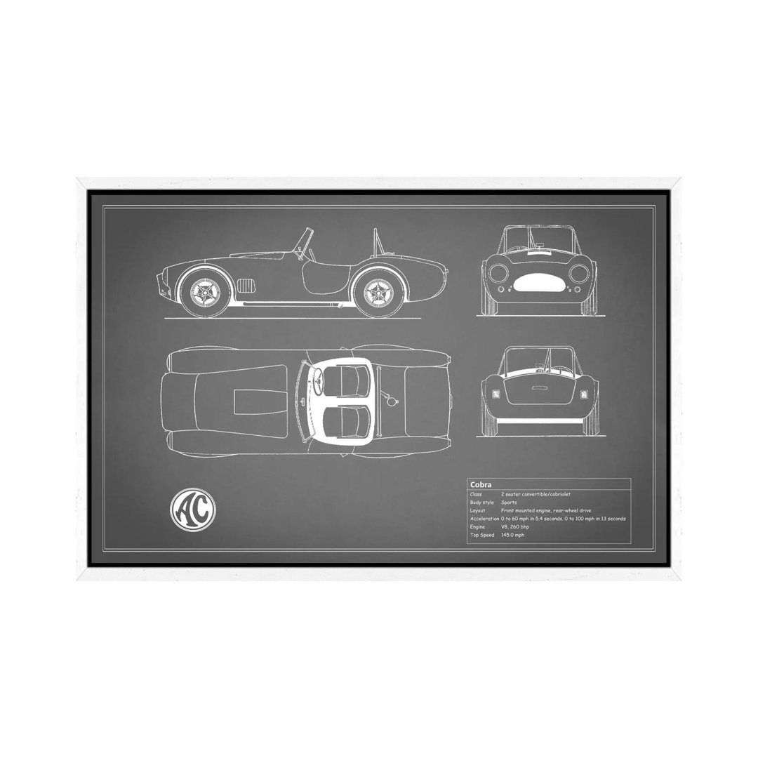 AC Cobra Roadster (Grau) von Mark Rogan - Galerie-verpackte Leinwand Giclée auf Leinwand