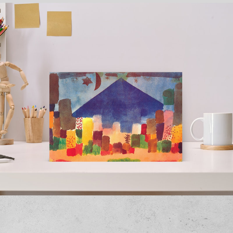 Egyptian Night Abstract Classic Colorful Violet Mountain Nature Wall Art Print by Paul Klee - Wrapped Canvas Print